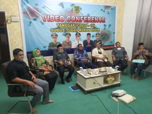 Bupati Rohil Rakor Via Vidio Conference Implementasi PSBB Penanganan Covid-19 2